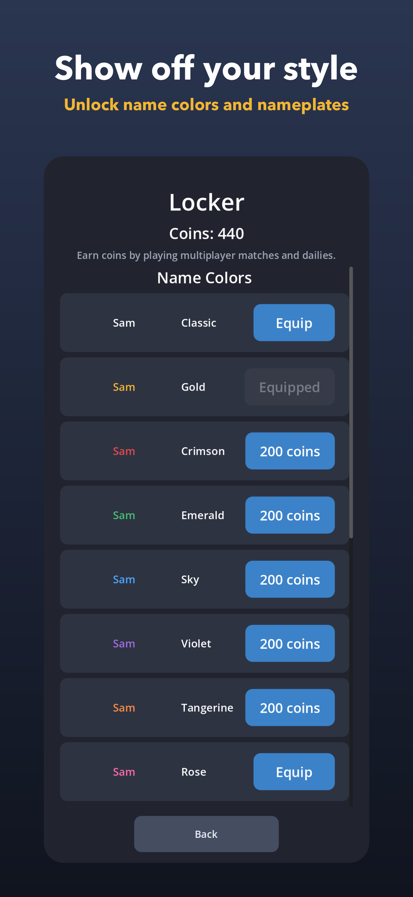 The locker with name colors to unlock